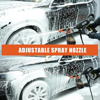 SPTA PRO Foam Cannon (Thicker Snow Foam Technology) with 1/4 Inch Quick Connector for Pressure Washer (Wide Mouth), 34 Oz Bottle (1/4" Quick Connector) with Adjustable Thick Foam+16Oz Car Wash Soap