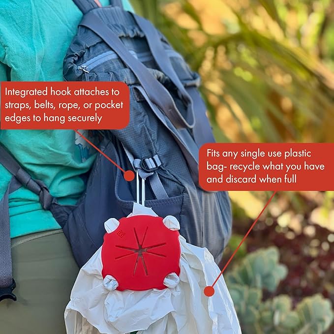 Bag – Portable Reusable Trash Bag & EDC Organizer, Mobile Hanging Garbage Solution for Camping, Hiking, Boating, Travel & Everyday Use (Red)