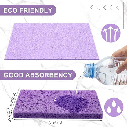 Zhengmy 504 Pieces Sponges Bulk Sponges Kitchen Compressed Sponge Natural Dish Sponge Compressed Wood Pulp Cleaning Without Scratching for Kitchen Bathroom, 3.9 x 2.4 x 0.12 Inch (Multicolor)