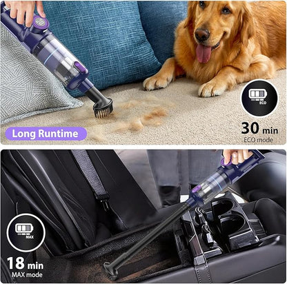 17000PA Cordless Handheld Vacuum Cleaner, 100W Brushless Motor, 2H Type-C Fast Charging, LED Screen & Light, Portable for Car, Home, Pet Hair