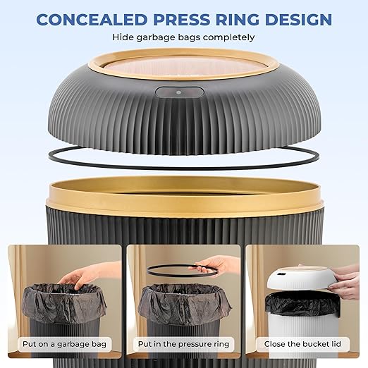 Pukomc Smart Sensor Wastebasket, Convenient and Hygienic Easy to Use, Technology Sensor Waterproof Wastebasket Plastic Trash can for Kitchen, Bathroom, Bedroom, Living Room, Office and Outdoor