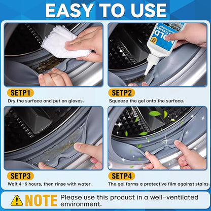 Mold Stain Cleaner, 8 Floz Washing Machine Cleaner Gel with Brush, Household All-Purpose Cleaner Highly Effective in Penetrating for Grout, Fridge, Bathroom, Shower, Front Load Washer