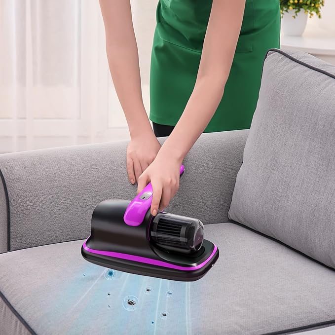 Bed Vacuum Cordless - Portable UV Bed Cleaning Vacuum, Roller Brush Duster | for Sofa Mattress, Removable Filter System, Lightweight Home Cleaning Tool for Dust and