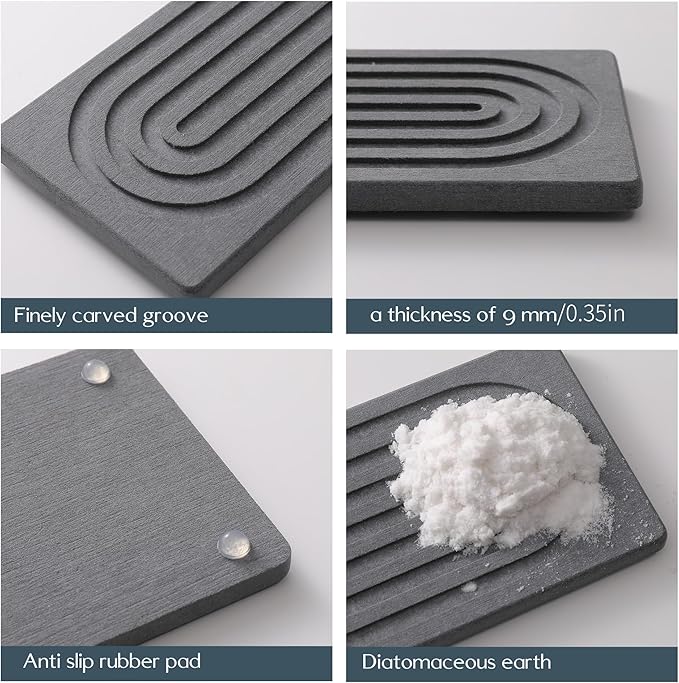 24'' Longer Stone Faucet Mat for Kitchen Sink [Super Absorbent, 30s Quick Drying] Water Absorbing Stone Tray for Sink Stone Mat for Kitchen Sink Stone Quick Dry Around Faucet Diatomite Stone Sink Tray