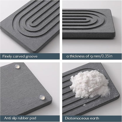 24'' Longer Stone Faucet Mat for Kitchen Sink [Super Absorbent, 30s Quick Drying] Water Absorbing Stone Tray for Sink Stone Mat for Kitchen Sink Stone Quick Dry Around Faucet Diatomite Stone Sink Tray