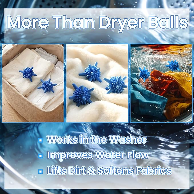 Zhehao 8 Pcs Dryer Balls Silicone Agitator Balls for Washing Machine 2.36inch Reusable Laundry Agitator Ball for Washer Reusable Wrinkle & Pet Hair Reducer for Washing Machine