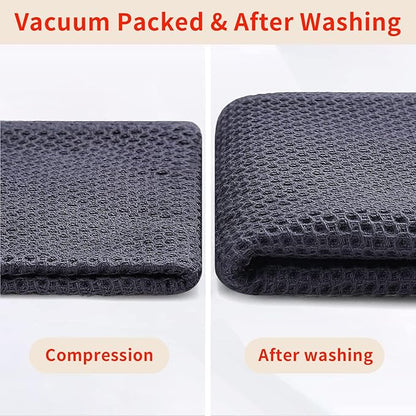 Homaxy 100% Cotton Oversized Waffle Weave Kitchen Dish Towels, Ultra Soft Absorbent Quick Drying Cleaning Towel, 20 x 28 Inches, 4-Pack, Dark Grey