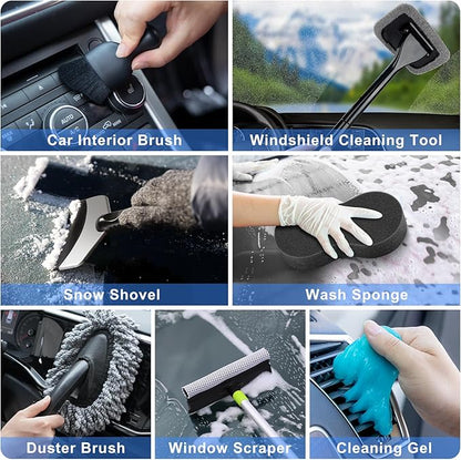 42Pcs Car Wash Detailing Kit Cleaning Set with Foam Gun Sprayer, Long-Handle Brush, Collapsible Bucket, Large Wash Mitt, Towels, Complete Interior & Exterior Car Washing Supply Set (Blue)