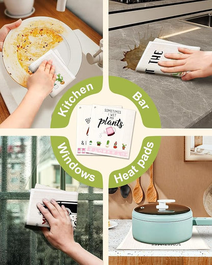 Miss Adola Swedish Dishcloths for Kitchen - 5 Pack Reusable Dish Cloths for Washing Dishes Absorbent Cute Funny Kitchen Towels Cleaning Sponge, Funny Kitchen