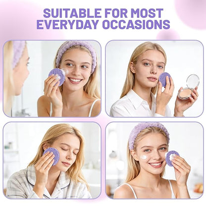 100-Count Compressed Facial Sponges for Washing face, Natural Cellulose Cosmetic Makeup Sponge for Facial Cleansing, Slight Exfoliating, Makeup Removal-(Purple Round Sponge)