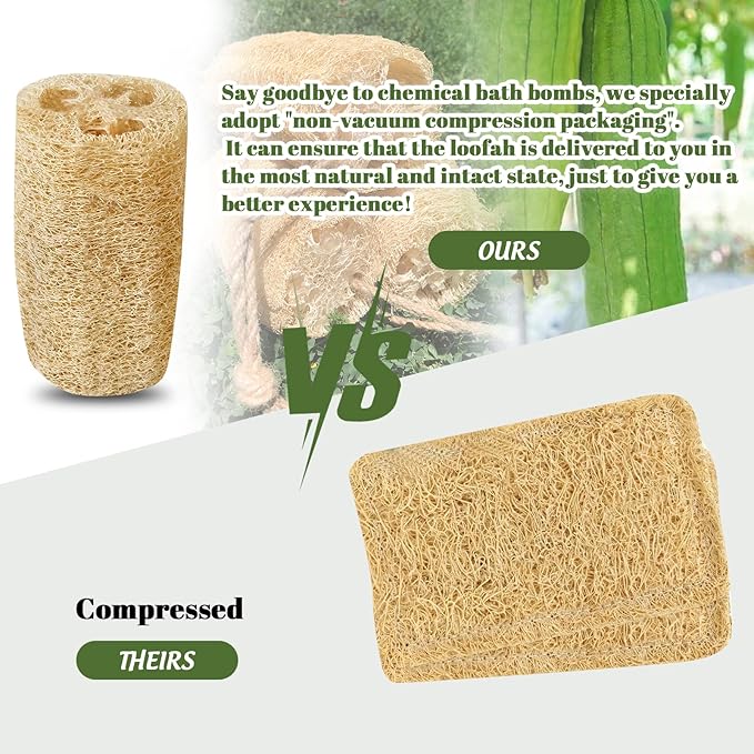 Natural Loofah Sponge, 4pcs Loofah Vegetable Scrubber for Kitchen, Reusable Natural Dish Sponge for Cleaning and Shower Scrubbing, 4.72inch(Non-Vacuum Packed)
