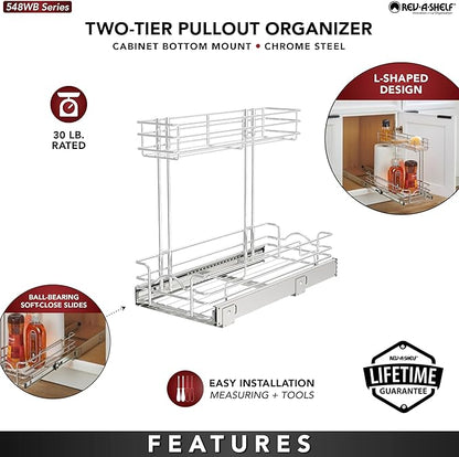 REV-A-SHELF Two-Tier Undersink Steel Wire Pullout Organizer