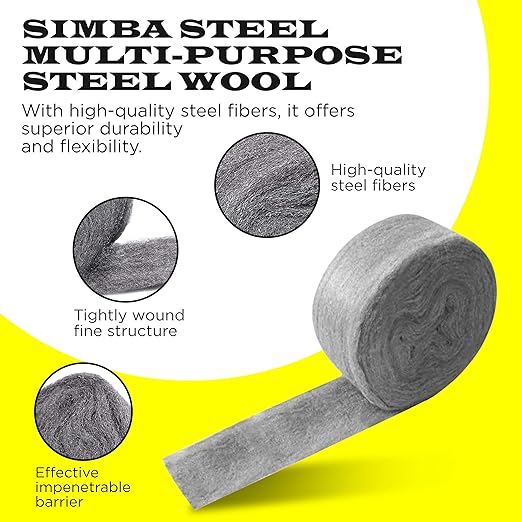 Wool Assortment for Cleaning & Mice Control – 0000 Grade Fine to Coarse Steel Wool Pads & Rolls, Multiple Pack Sizes and Length Options (3" x 10ft (2 Packs))