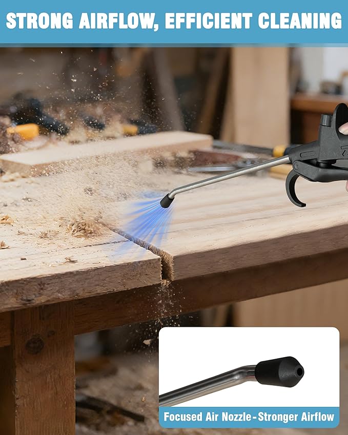 KEENTECH 17" High-Volume Air Blow Gun with Long Nozzle, Powerful Air Nozzle Blow Gun with Adjustable Airflow, Pneumatic Air Compressor Accessories Tool for Industrial & Household Dust Cleaning, Car