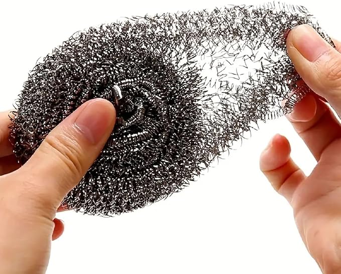Stainless Steel Sponges (Set of 3 Scrubbies) Sponges Easily Scrub Away Greasy, grimy Build-up and Baked-on Stains
