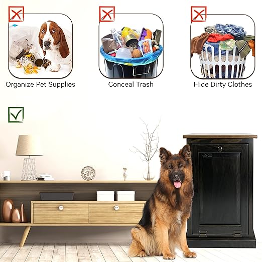 Peaceful Classics Tilt Out Trash Cabinet - Wooden Pull Out Cabinet, Decorative Trash Bin for Kitchen, Bedroom, & Home Patio - Mocha