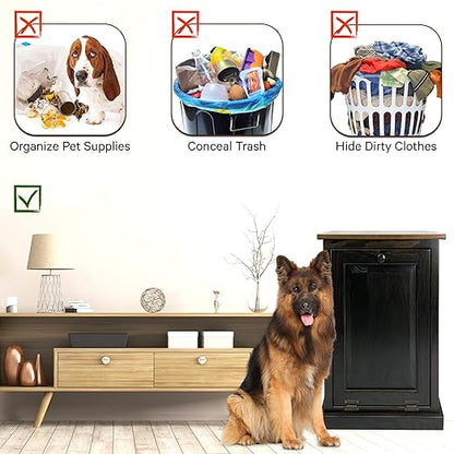 Peaceful Classics Tilt Out Trash Cabinet - Wooden Pull Out Cabinet, Decorative Trash Bin for Kitchen, Bedroom, & Home Patio - Mocha