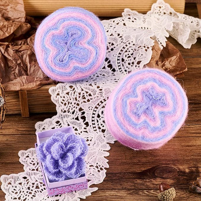 2 Roll Mohair Wool Yarn Soft for Crocheting Knitting Hand Washable Long Wool Yarn DIY Scarf Crochet Thread for Clothes Hats Sweater Scarf Craft Projects (Plum)