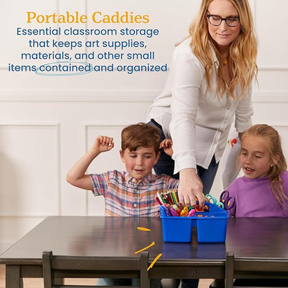ECR4Kids 4-Compartment Medium Plastic Caddy, Multipurpose Organization, Primary, 6-Pack