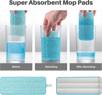 JOYMOOP Microfiber Mop Pads Replacement for JOYMOOP Flat Mop Bucket Set, Pack of 4 Refills 13-inch - Grey & Cyan Blue