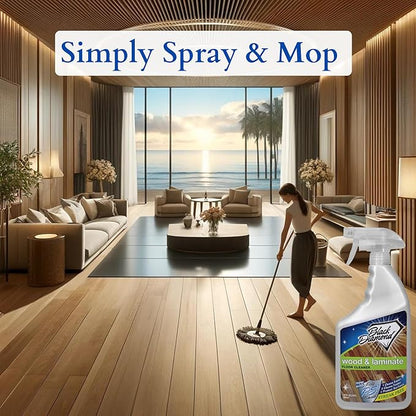 Black Diamond Stoneworks Wood & Laminate Floor Cleaner- Ready to Use Non-Toxic No-Rinse Formula - Safe for Vinyl, Wood, and Engineered Floors (512 Fl Oz)
