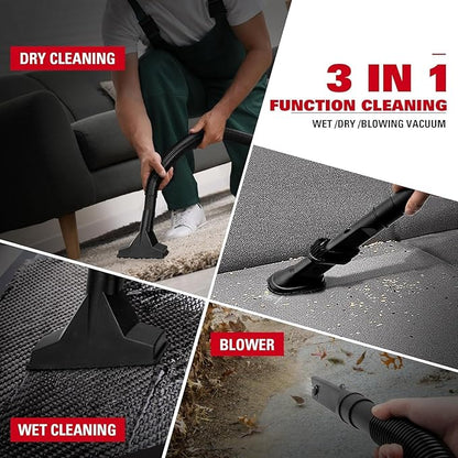 ECOMAX Small Shop Vacuum Wet/Dry 3 Gallon, 3 Peak HP, Small Shop Wet Dry Vac with Accessories, 3-in-1 Mini Shop Vacuum with Blower Function for Home, Car Detailing, Workshop, EM18910P-3