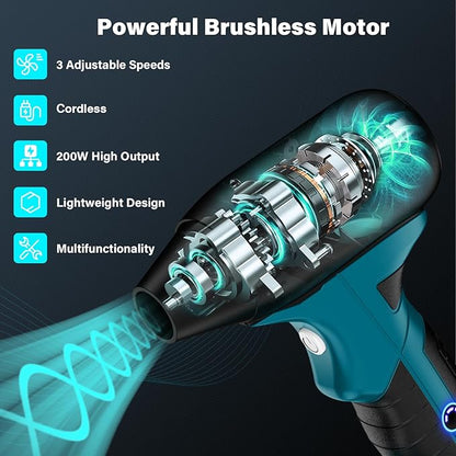 130000 RPM Brushless Air Blower for Makita 18V Battery, 4-Speed High-Speed Air Duster Max 190g Wind Force, Cordless Jet Fan for Jobsite, Car Detailing & Outdoor Cleaning