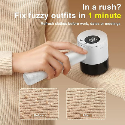 Heapsion Fabric Shaver Lint Remover, 10700 RPM Sweater Shaver with 6-Blade Head, Hidden Lint Roller, 3-Speed Fuzz Remover, LED Display, Type-C Rechargeable for Clothes & Furniture