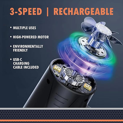 Newhouse Electric Cordless Air Duster NHAD-BR-1, 3-Speed Blower for Car, Computer Cleaning, Rechargeable