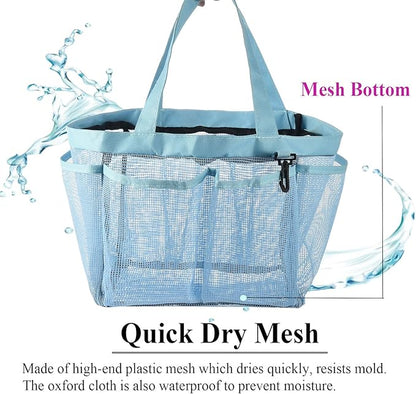 Haundry Mesh Shower Caddy Tote, Large Shower Caddy Bag for College Dorm Room Essentials, Bathroom Organizer with 8 Pockets for Beach Swimming Camp Gym
