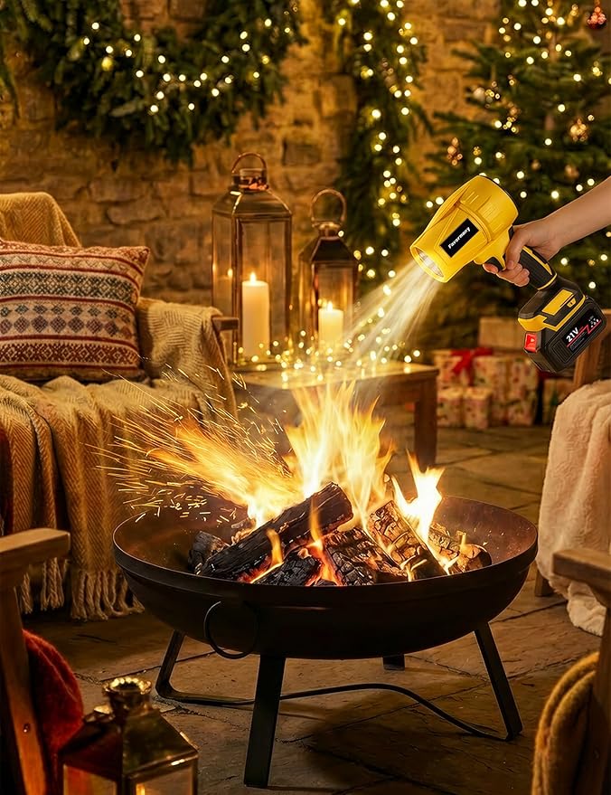 Cordless Leaf Blower, Electric Handheld Blower 600,000 RPM for Lawn Care, Christmas Tree Cleaning, 2×4.0Ah Batteries, Extended Nozzle, Lightweight Mini Leaf Blowers for Patio, Yard, Car Drying