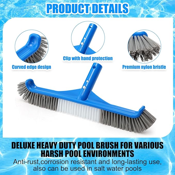 3 Pcs Pool Cleaning Kit Swimming Pool Vacuum Head Hoses 1-1/2" x 30ft with Swivel Wheel Vacuum Head and 14 '' Brush for Inground & Above Ground Pools Spas Ponds Cleaning Manual(Classic)