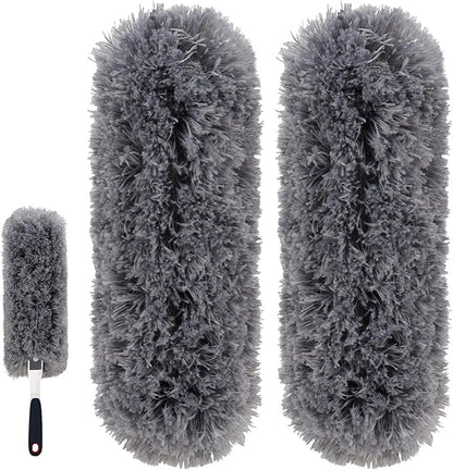 Reusable Microfiber Duster Refills Compatible with OXO & MR.SIGA Duster - Washable Duster for Household Cleaning Dusting Furniture Blind Ceiling Fan - 2Pack Grey (Handle NOT Included