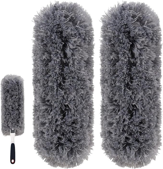 Reusable Microfiber Duster Refills Compatible with OXO & MR.SIGA Duster - Washable Duster for Household Cleaning Dusting Furniture Blind Ceiling Fan - 2Pack Grey (Handle NOT Included
