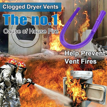 Dryer Vent Cleaner Kit: Vacuum Hose With Brush & Gloves Fits for Vacuums Cleaner, Refrigerator Condenser Coils, and Tight Spaces Behind Appliances, Deep Cleaning Tools for Clogged Ducts- Purple