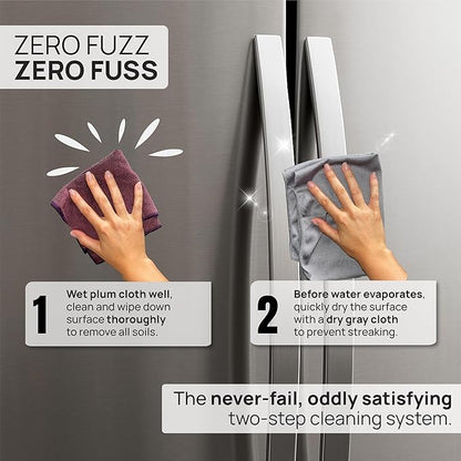 Claro Stainless Steel Cleaner Cloth 8-Pack – Microfiber Cleaning Cloths for Appliances, Sinks & Fridge | Lint-Free Streak-Free Stainless Reusable Alternative to Chemical Cleaners