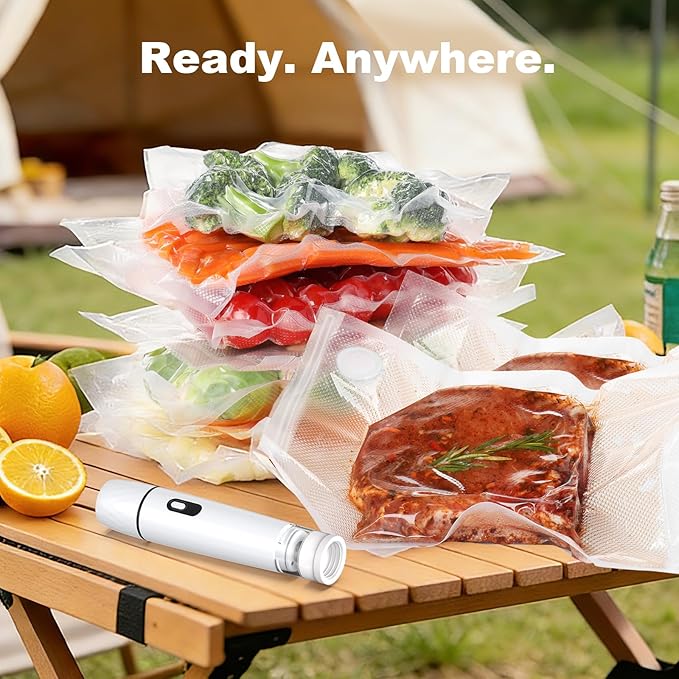 Compact Vacuum Sealer for Food: Visible Water Tank Handheld Vacuum Sealer with 15 Reusable Bags for Seal Meal Saver, Portable Food Sealer, Gifts for Mom, Wife, Chef