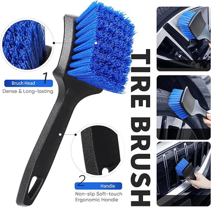 5-12ft Car Wash Kit,8 Piece,Thickened Aluminum Telescopic Rod,Cleaning Brush,Tire Brush,180 ° Chenille Mop,Fiber Towel,Storage Bag,2-Piece Detail Brush,Car,RV,Truck Clean Kit