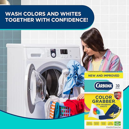 Carbona Color Grabber, Prevents Color Runs & Dye Transfer in Mixed Loads, Helps Prevent Graying, Revives Colors, Plant-Based Fibers