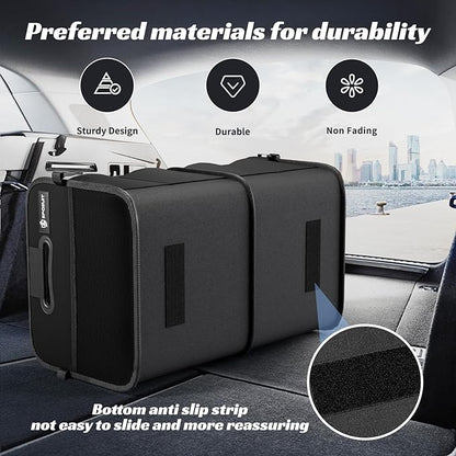 Sposuit Trunk Organizer for Car - 70L Collapsible Car Storage with 11 Pockets & Reinforced Handles, SUV Trunk Organizers for Grocery Cargo(Black, 2 Pack)