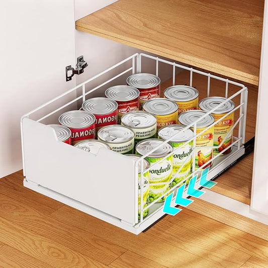 iSPECLE Pull Out Cabinet Drawer - For (12" - 36") Wide Cabinet, No Drilling Ideal for Renter, Easy Slide Out Access Items No More Digging, Large Capacity Store More for Kitchen Pantry Bathroom, 1 Pack