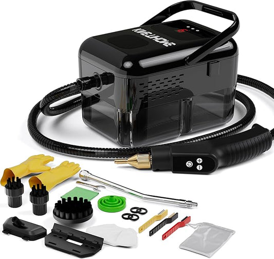 KINETIHOMEHigh-pressure steam cleaner, household steam cleaner for handheld use, convenient to carry, suitable for cleaning kitchen fumes, sofas, small air conditioners, etc. (black)