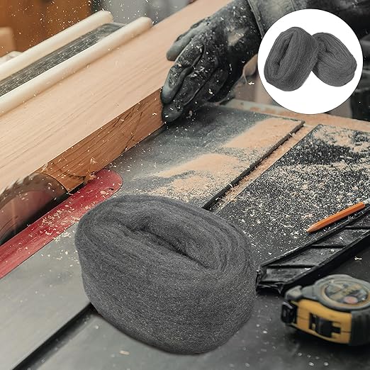 FRCOLOR 2 Rolls #0000 Steel Wool Pads, Coarse Wire Mesh Buffing and Polishing Wool Fabric for Rust Removal and Surface Cleaning on Wood and Metal, Reusable Industrial Finishing Supplies