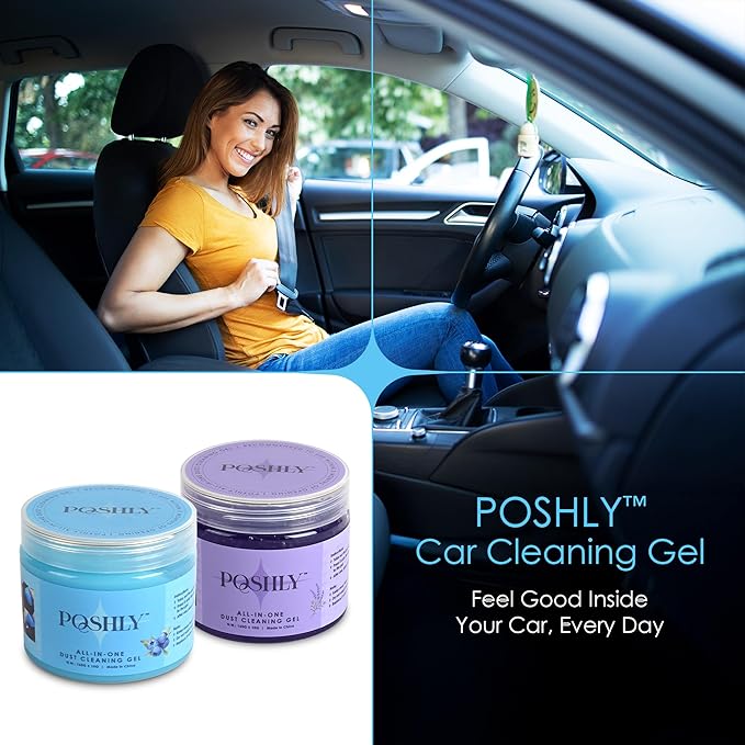 Car Cleaning Gel Putty for Car Interior Detailing | Reusable Dust Cleaning Slime for Air Vents, Dashboard, Cup Holders, Keyboard & AC Vent Cleaner | Non-Sticky No Residue Gel (Blueberry Scent)