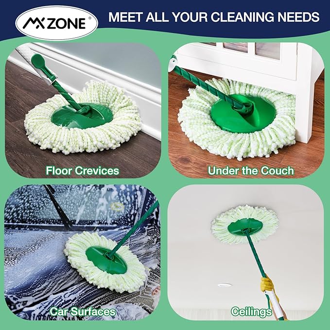 3 Pack Mop Head Replacement for Libman Tornado, Spin Mop Replacement Head ONLY Compatible with Libman, Easy to Replace, Machine Washable, Green and White (NOT for Old Version)
