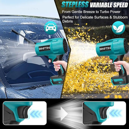 Dinftin Brushless Cordless Leaf Blower Compatible for Makita 18V Battery(Tool Only), 125MPH 430CFM Variable Speed Turbo Blower, Lightweight Handheld Blower for Lawn, Garage, Snow, Patio