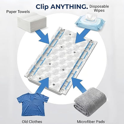 RIGONE Snap Grip Mop, 49" Hands Free Floor Cleaner, Cloth Changing Flat Mop, Zero Touch 35-Piece Kit with 30 Dry Wipes & 3 Reusable Cloths, Universal Dust Sweeper for Wall Window Hardwood