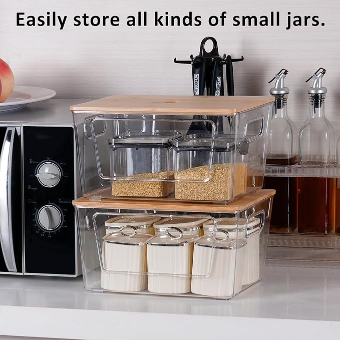iEGrow 3 Packs Trash Bag Holder,Stackable Trash Bags Dispenser with Bamboo Lid,Extra Large Garbage Bag Holder for Kitchen, Laundry Room,Under Sink Storage Organization