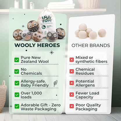 No More Dryer Sheets! XL Wool Dryer Balls 6-Pack, Reusable Laundry Softener & Static Reducer, Eco-Friendly, Long-Lasting, Safe for Sensitive Skin