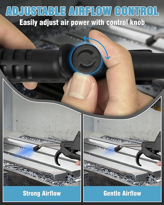 KEENTECH 11" High-Volume Air Blow Gun, Powerful Air Nozzle Blow Gun with Adjustable Airflow, Pneumatic Air Compressor Accessories Tool for Industrial & Household Dust Cleaning, Car Detailing